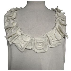 Grace Ivory Pullover Knit Top Fabric Origami Squares Floral Sleeveless PLUS 3X
